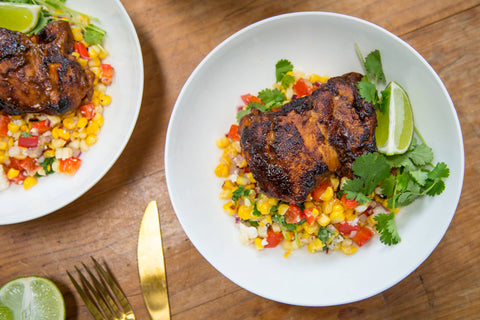 Chipotle Coffee Chicken with Charred Corn Salsa